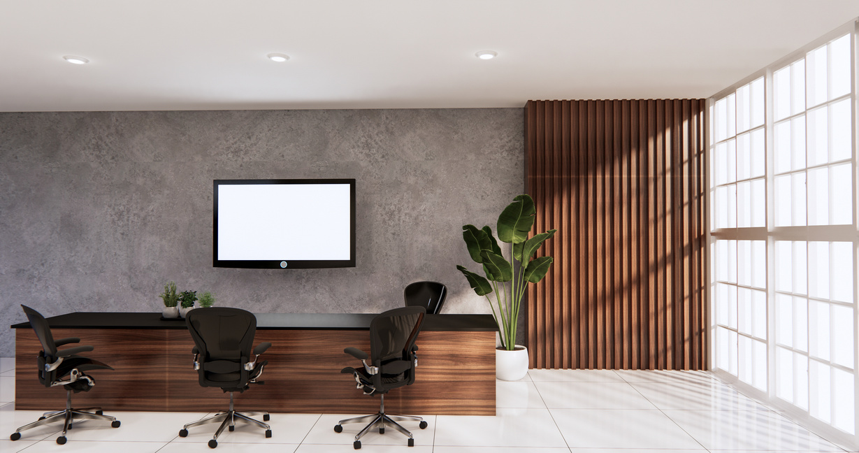 3D Rendering of of a Minimalist Office Space 